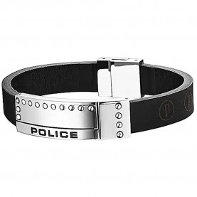 бижутерия,police,pj24643blb01l,bracelet,silver,(black,leather)