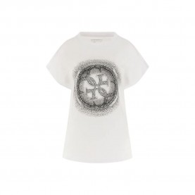 тениска,дамски,тениски,guess,4g,shaded,hotfix,short,sleeve,t,shirt,white,(pure,white)