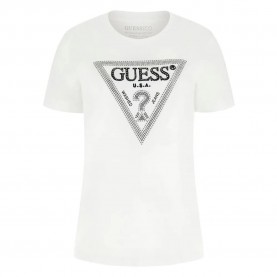 тениска,дамски,тениски,guess,krystal,triangle,short,sleeve,t,shirt,pure,white,(white)