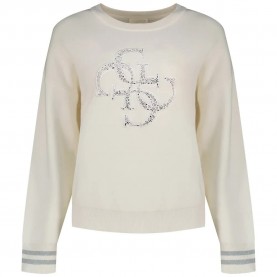 блуза,дамски,пуловери,дамски,плетени,дрехи,guess,sylvie,logo,sweater,cream,white