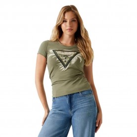 тениска,дамски,тениски,guess,triangle,palm,print,short,sleeve,t,shirt,lichen,leaf,green,(green)