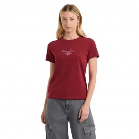 Тениска Guess jeans Embro Script short sleeve T-shirt - Ravishing Red тениска,дамски,тениски,guess,jeans,embro,script,short,sleeve,t,shirt,ravishing,red