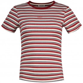 Тениска Guess jeans Stripe Embro Slim short sleeve T-shirt - Ravishing Red Multi тениска,дамски,тениски,guess,jeans,stripe,embro,slim,short,sleeve,t,shirt,ravishing,red,multi
