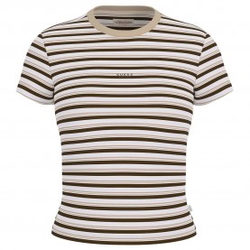 тениска,дамски,тениски,guess,jeans,stripe,embro,slim,short,sleeve,t,shirt,white,(biscotti,multi,strip)