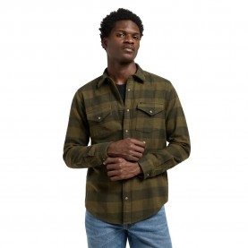 карирана,риза,мъжки,ризи,lee,clean,western,long,sleeve,shirt,army,green,buffalo,check,(green)