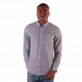 риза,с,дълъг,ръкав,мъжки,ризи,ben,sherman,signature,gingham,long,sleeve,shirt,navy,blue,(grey)