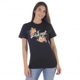 тениска,дамски,тениски,diesel,90,flavia,flower,short,sleeve,t,shirt,black