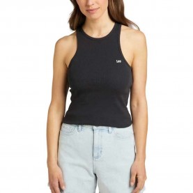 тениска,дамски,тениски,lee,ribbed,sleeveless,t,shirt,black,(black)