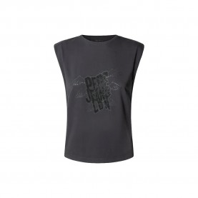 Тениска Pepe jeans Beria sleeveless T-shirt - Grey (Coal Grey) тениска,дамски,тениски,pepe,jeans,beria,sleeveless,t,shirt,grey,(coal,grey)