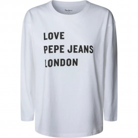 Тениска Pepe jeans Blanche long sleeve T-shirt - White (White) тениска,дамски,тениски,pepe,jeans,blanche,long,sleeve,t,shirt,white,(white)
