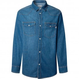 Риза с дълъг ръкав Pepe jeans Denim Regular long sleeve shirt - Blue (Denim 5A0) риза,с,дълъг,ръкав,мъжки,ризи,pepe,jeans,denim,regular,long,sleeve,shirt,blue,(denim,5a0)
