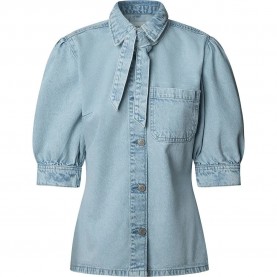 риза,с,къс,ръкав,дамски,блузи,дамски,ризи,pepe,jeans,macie,scarf,denim,short,sleeve,shirt,denim,(blue)