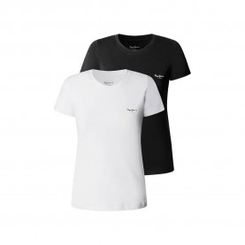 тениска,мъжки,тениски,дамски,тениски,pepe,jeans,new,vicky,short,sleeve,t,shirt,2,units,white,black,(black)