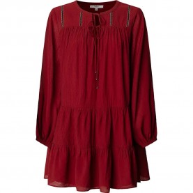 Рокля Pepe jeans Paule long sleeve dress - Red (Merlot Red) рокля,дамски,поли,и,рокли,pepe,jeans,paule,long,sleeve,dress,red,(merlot,red)