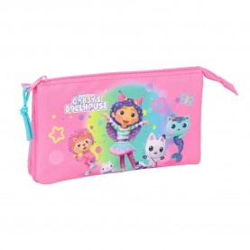 канцеларски,принадлежности,safta,gabby´s,dollhouse,confetti,triple,pencil,case,pink,(multicolor)
