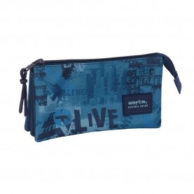канцеларски,принадлежности,safta,new,edition,triple,pencil,case,blue,(multicolor)