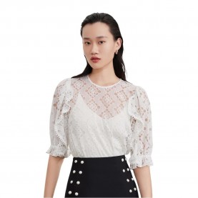 дамски,топове,lily,hollow,flower,top,white