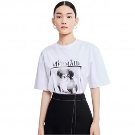 тениска,дамски,тениски,lily,mermaid,short,sleeve,t,shirt,white