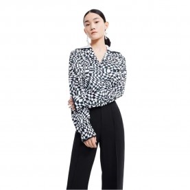 карирана,риза,дамски,блузи,дамски,ризи,lily,niche,checkered,long,sleeve,shirt,black,(white,black)