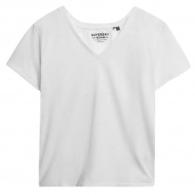 Тениска Superdry Studios Slub Emb Vee short sleeve T-shirt - White (Optic) тениска,дамски,тениски,superdry,studios,slub,emb,vee,short,sleeve,t,shirt,white,(optic)
