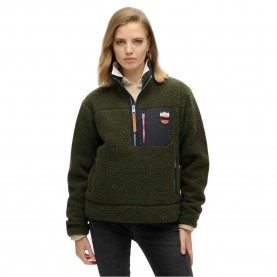 блуза,дамски,блузи,superdry,vintage,retro,half,zip,sweatshirt,army,khaki,green,(green)