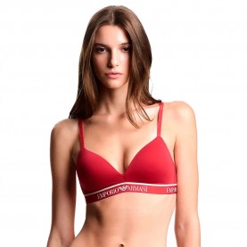 Emporio armani Iconic Logoband Padded Triangle bra - Red - (Lacquer Red) дамско,бельо,дамски,бикини,и,танкини,emporio,armani,iconic,logoband,padded,triangle,bra,red,(lacquer,red)