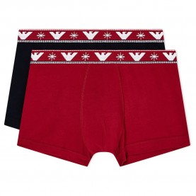 Боксерки Emporio armani Holidays Jaquard Trunk boxers 2 units - Red / Black (Bourdeaux / Black) боксерки,мъжко,бельо,emporio,armani,holidays,jaquard,trunk,boxers,2,units,red,black,(bourdeaux,black)