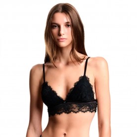 Emporio armani Satin Lace Padded Triangle bra - Black - (Black) дамско,бельо,дамски,бикини,и,танкини,emporio,armani,satin,lace,padded,triangle,bra,black,(black)