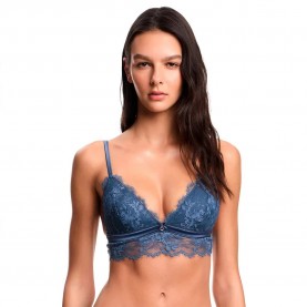 Emporio armani Satin Lace Padded Triangle bra - Vintage Blue дамско,бельо,дамски,бикини,и,танкини,emporio,armani,satin,lace,padded,triangle,bra,vintage,blue