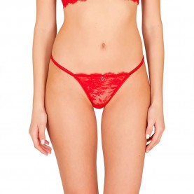 Emporio armani Satin Lace thong - Red - (Lacquer Red) дамско,бельо,дамски,бикини,и,танкини,emporio,armani,satin,lace,thong,red,(lacquer,red)