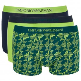 Боксерки Emporio armani Pure cotton Trunk boxers 3 units - Green / Blue (Navy / Lime) боксерки,мъжко,бельо,emporio,armani,pure,cotton,trunk,boxers,3,units,green,blue,(navy,lime)