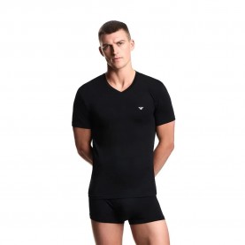 Тениска Emporio armani Stretch Cotton Jersey short sleeve v neck T-shirt - Black - (Black) тениска,мъжки,тениски,emporio,armani,stretch,cotton,jersey,short,sleeve,v,neck,t,shirt,black,(black)