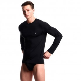 Тениска Emporio armani Soft Modal long sleeve T-shirt - Black - (Black) тениска,мъжки,тениски,emporio,armani,soft,modal,long,sleeve,t,shirt,black,(black)