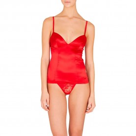 Тениска Emporio armani Satin Lace sleeveless pyjama T-shirt - Red - (Lacquer Red) тениска,дамски,пижами,emporio,armani,satin,lace,sleeveless,pyjama,t,shirt,red,(lacquer,red)