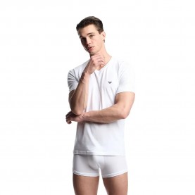 Тениска Emporio armani Stretch Cotton Jersey short sleeve v neck T-shirt - White - (White) тениска,мъжки,тениски,emporio,armani,stretch,cotton,jersey,short,sleeve,v,neck,t,shirt,white,(white)