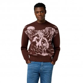 блуза,мъжки,пуловери,дамски,пуловери,wrangler,cowboy,relaxed,fit,sweater,brown,(mahogany)