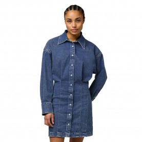 Рокля Wrangler Darted Slim Fit long sleeve dress - Blue (Sapphire Trace) рокля,дамски,поли,и,рокли,wrangler,darted,slim,fit,long,sleeve,dress,blue,(sapphire,trace)