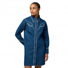 Рокля Wrangler Piped Regular Fit long sleeve dress - Blue Reverie (Blue) рокля,дамски,поли,и,рокли,wrangler,piped,regular,fit,long,sleeve,dress,blue,reverie,(blue)