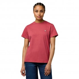тениска,дамски,тениски,wrangler,sign,off,slim,fit,short,sleeve,t,shirt,earth,red,(pink)