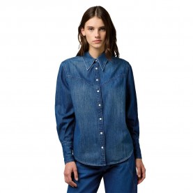 риза,с,дълъг,ръкав,дамски,блузи,дамски,ризи,wrangler,yoke,denim,regular,fit,long,sleeve,shirt,sparkle,blue,(blue)