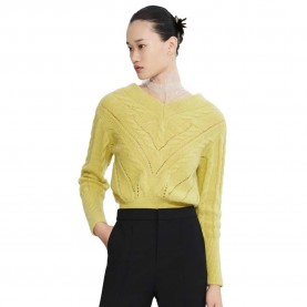 блуза,дамски,пуловери,дамски,плетени,дрехи,lily,panel,mesh,wool,sweater,mustard,yellow,(yellow)