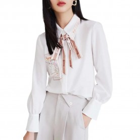 шал,дамски,блузи,дамски,ризи,lily,printed,scarf,shirt,white