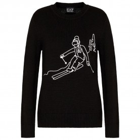 блуза,дамски,пуловери,дамски,плетени,дрехи,ea7,emporio,armani,train,apres,ski,embroidery,sweater,black,white,emb