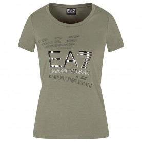 тениска,дамски,тениски,ea7,emporio,armani,train,logo,series,eagle,metallic,crossover,short,sleeve,t,shirt,green