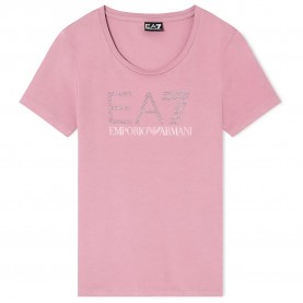 Тениска EA7 EMPORIO ARMANI Train Logo Series Rn Fancy Strass short sleeve T-shirt - Pink (Pink) тениска,дамски,тениски,ea7,emporio,armani,train,logo,series,rn,fancy,strass,short,sleeve,t,shirt,pink,(pink)
