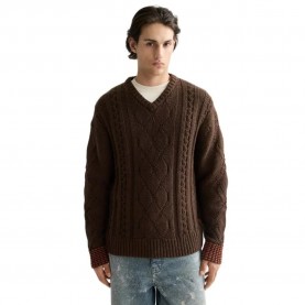 блуза,мъжки,пуловери,дамски,пуловери,scotch,&,soda,chunky,cable,loose,fit,v,neck,sweater,brown,(brown)