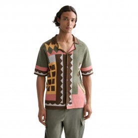 риза,с,къс,ръкав,мъжки,ризи,scotch,&,soda,knitted,jacquard,short,sleeve,shirt,green,(green)