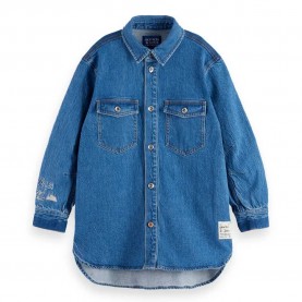 рокля,детски,поли,и,рокли,scotch,&,soda,a,line,denim,long,sleeve,dress,blue