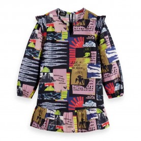 рокля,детски,поли,и,рокли,scotch,&,soda,all,over,printed,seersucker,long,sleeve,dress,multicolor