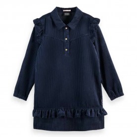 рокля,дамски,поли,и,рокли,scotch,&,soda,corduroy,ruffle,details,long,sleeve,dress,blue,(sky,captain)